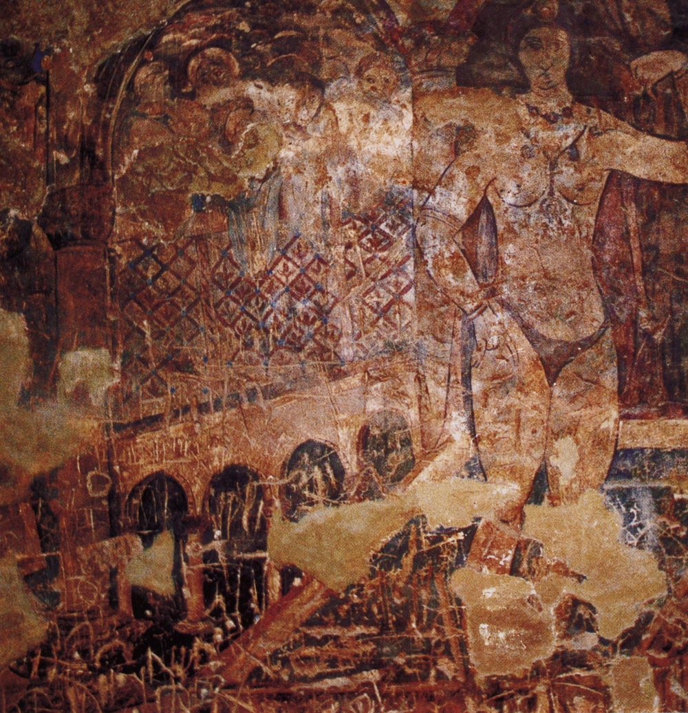 Fresco of bathing woman — at Qasr Amra,.Hammam-bathouse fresco — 8th-century Umayyad art in Jordan. Credit:&nbsp;C.Vibert-Guigue